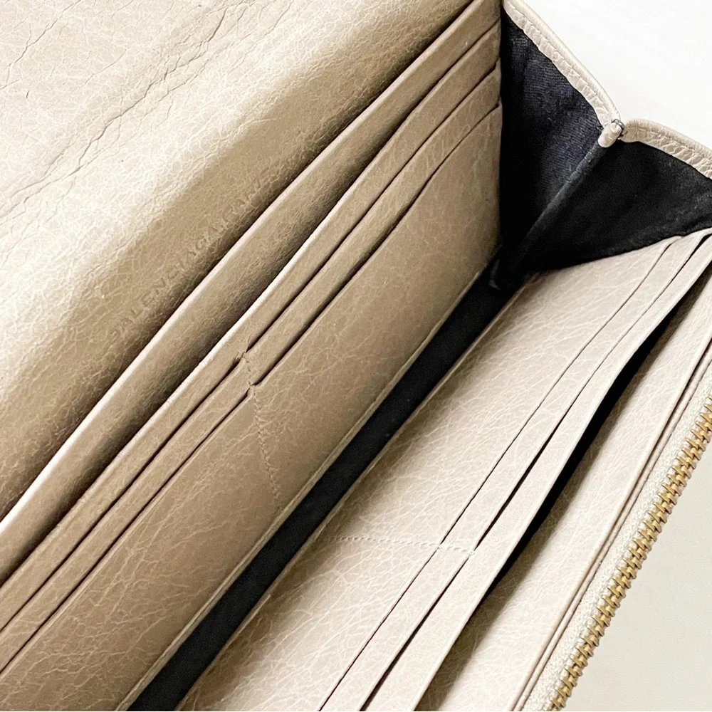 Balenciaga gray leather classic city long wallet